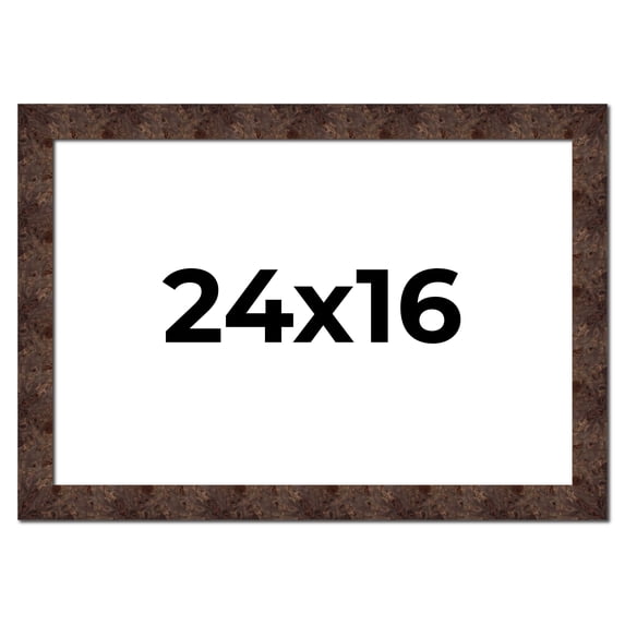 24x16 Frame Brown Burl Real Wood Picture Frame Width 1.625 Inches | Interior Frame Depth 0.5 Inches