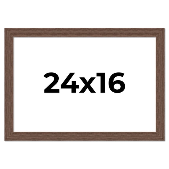 24x16 Frame Brown Farmhouse Solid Wood Picture Frame Width 1.5 Inches | Interior Frame Depth 0.5