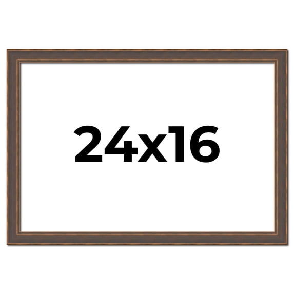 24x16 Frame Golden Caramel Solid Wood Bronze Picture Frame | 1.25 Inch Moulding Width | 0.5 Inch