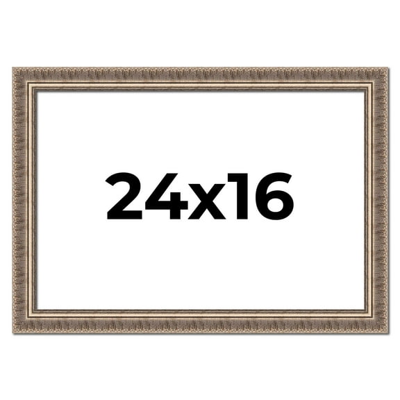 24x16 Frame Silver Harvest Ornate Solid Wood Picture Frame | 1.75 Inch Moulding Width |Mayflower