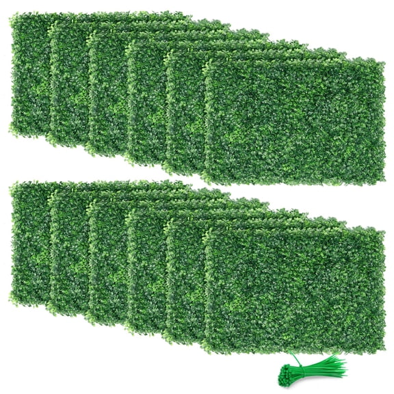 24x16 Inch Artificial Boxwood Hedge Panels 12PCS, Privacy Screen for Outdoor Indoor Garden Fence Backyard Wall Decor, Green