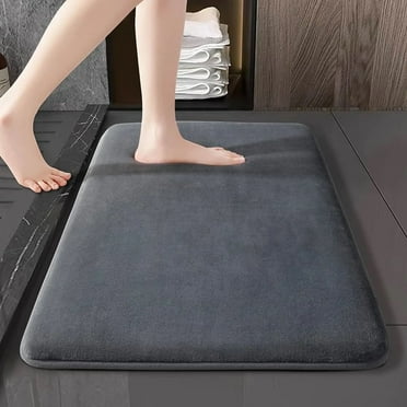 24x16 Inch Gray Memory Foam Bath Mat, Ultra Absorbent & Non-slip Bathroom Rug, Machine Washable, Soft Velvet Bathroom Mats Easier to Dry for Bathroom Floor