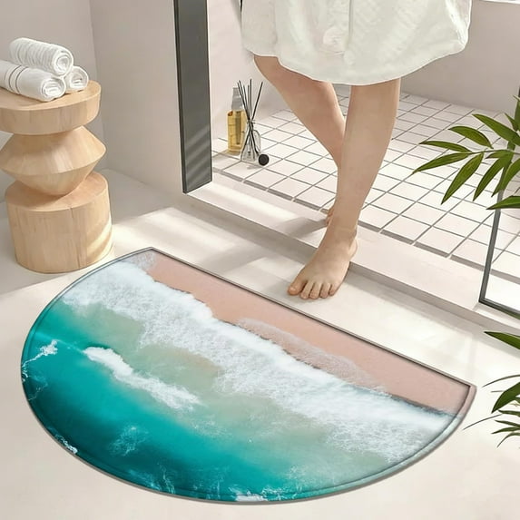 24x16 Inch Nonslip Door Mat, Absorbent Washable Kitchen Rug for Entryway Bathroom Laundry Room, Polyester Low Profile Floor Mat with Non-Sk-id Backing