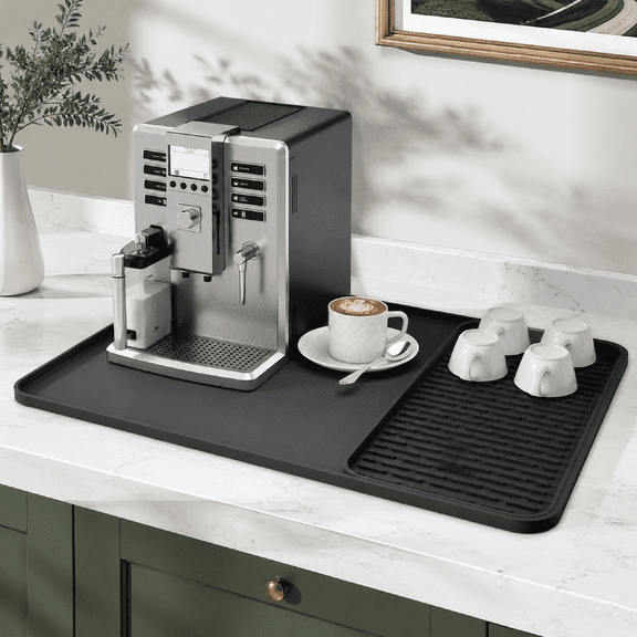 Coffee Mat 24 x 16 inch Silicone Two Part Detachable Heat Resistant Non Slip Coffee Maker Kitchen