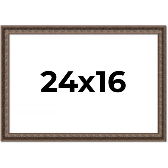 24x16 Ornate Brown Real Wood Picture Frame Width 1.5 Inches | Interior Frame Depth 0.5 Inches |