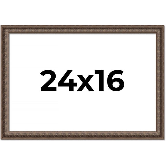24x16 Ornate Brown Real Wood Picture Frame Width 1.5 Inches | Interior Frame Depth 0.5 Inches |