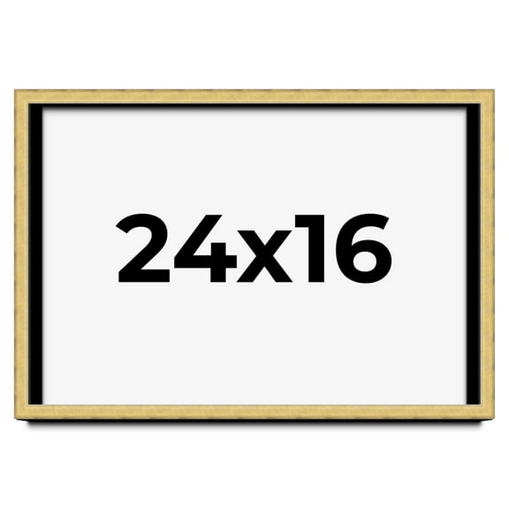 24x16 Shadow Box Frame Gold | 1.375 Inches Deep Real Wood Contemporary Shadowbox Display Frame | UV