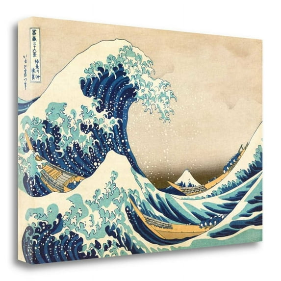 24x16 The Great Wave Off Kanagawa by Katsushika Hokusai CanvasFabric Multi-Color