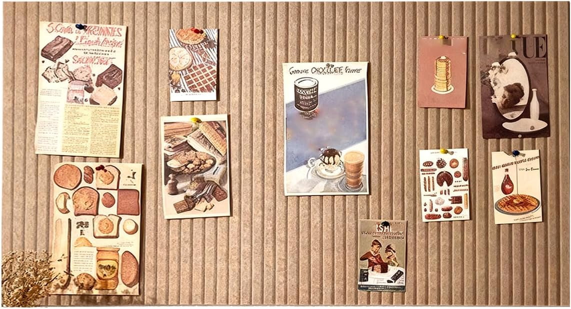 24x16 inches Large Bulletin Board, Decorative Felt Pin 0.35“ Thick Foldable Photo Display Board with Self-Adhesive Tape, Vision for School Home Kitchen Office Walls - Dark Camel