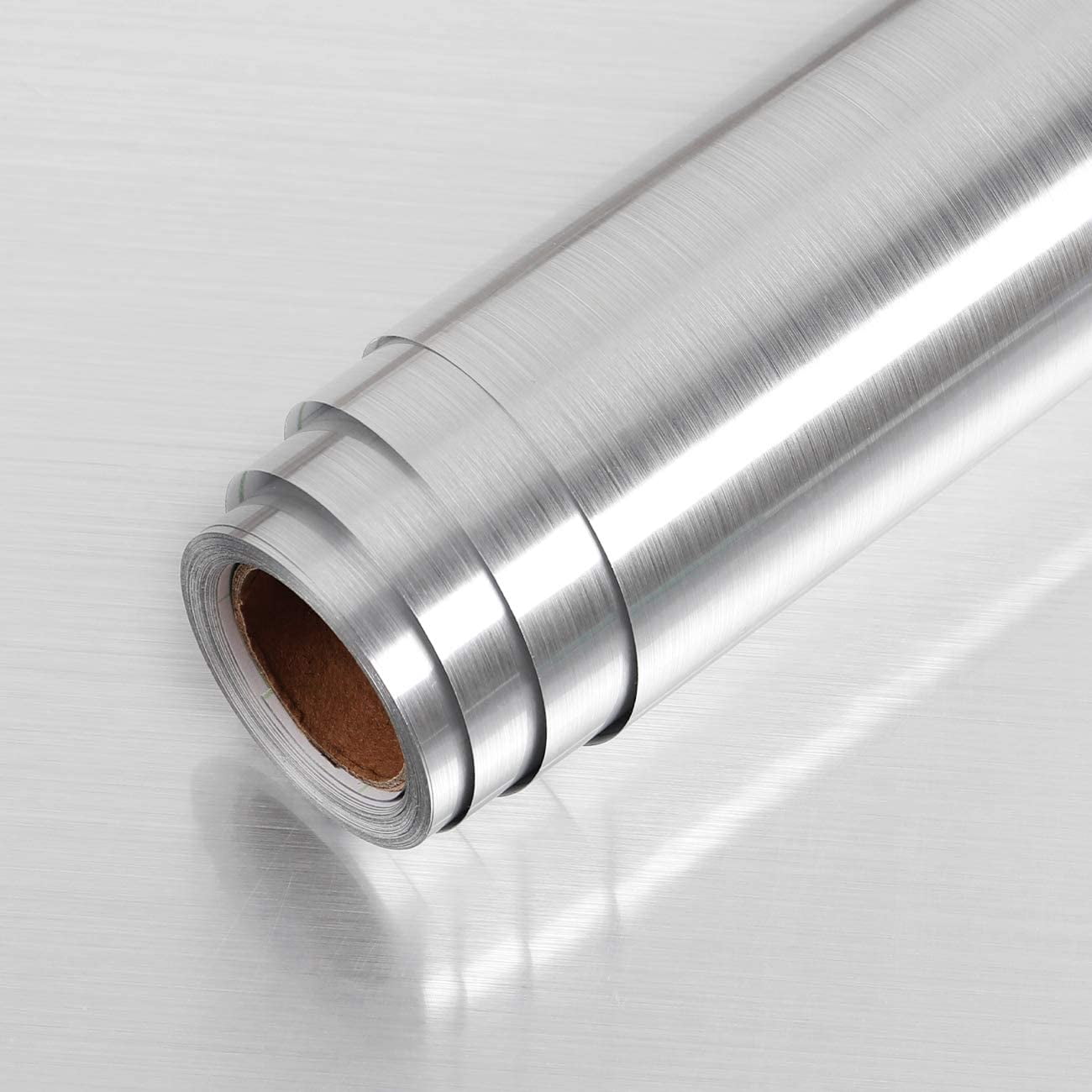 24x160in Silver Stainless Steel Backsplash Contact Paper Metal Texture Interior Vinyl Film Waterproof Countertop Self Adhesive Laminate Shelf Liner Dishwasher Microwave Fridge Oven Makeover