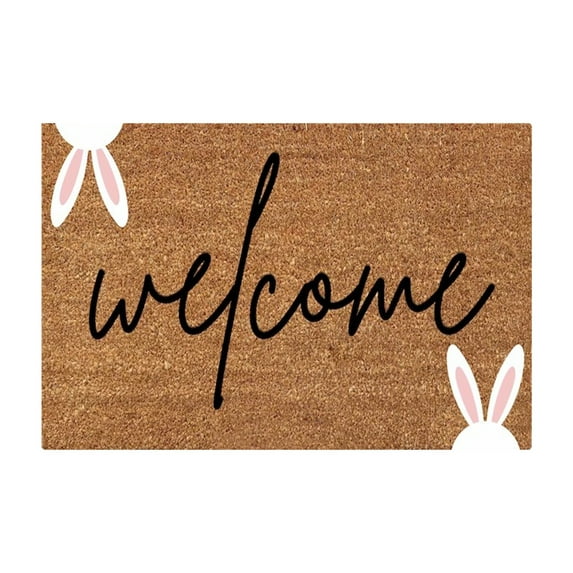 24x16in Happy Easter Welcome Decorative Doormat Non Slip Coir Carpets Rug Funny Easter Bunny Funny English Door Mat Dirty Door