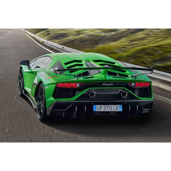 Wall Art Impressions Laminated Lamborghini Aventador Green Rear 24" x 16" Poster