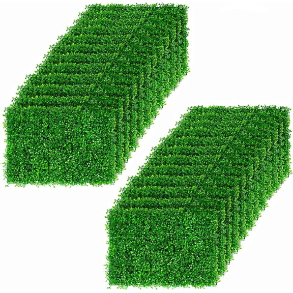 24x16inch Artificial Wall Grass Decorate Grass Boxwood Panels 24 Pcs Grass Backdrop Wall Suitable for Outdoor, Garden, Fence