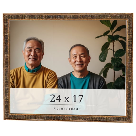 24x17 Frame Gold Kingsley Distressed Solid Wood Picture Frame Width 0.75 Inches | Interior Frame