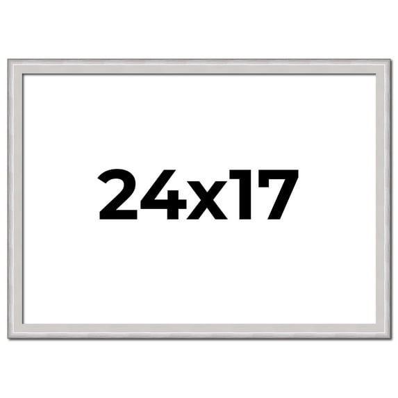 24x17 Frame Silver Inner Slope Bevel Picture Frame | 1 Inch Moulding Width | 0.75 Inch Rabbet Depth