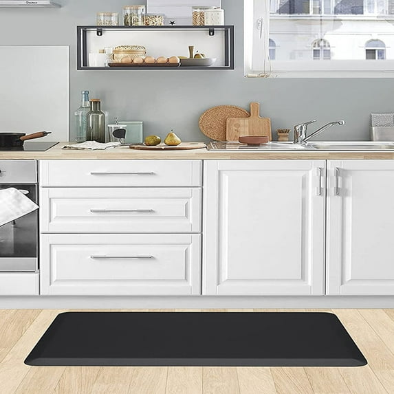 24x17 Inch Anti-Fatigue Kitchen Mat, Black Rounded Rectangle Non-Slip Waterproof Easy to Clean Cushioned Comfort Floor Mat for Kitchen Sink Laundry Room Office Standing Desk Decor