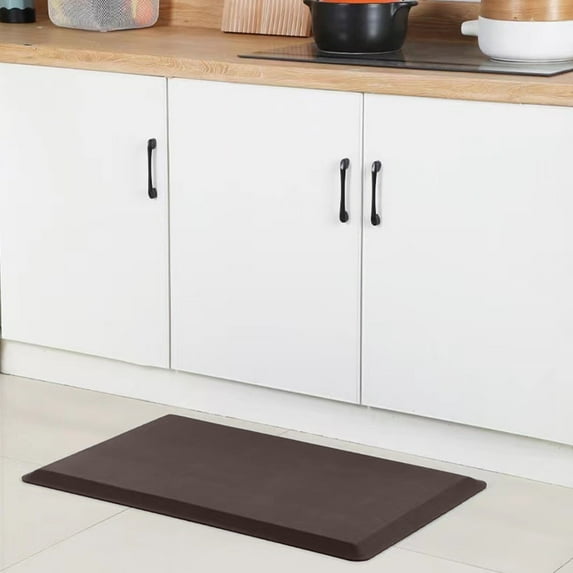 24x17 Inch Anti-Fatigue Kitchen Mat, Brown Rounded Rectangle Non-Slip Waterproof Easy to Clean Cushioned Comfort Floor Mat for Kitchen Sink Laundry Room Office Standing Desk Decor