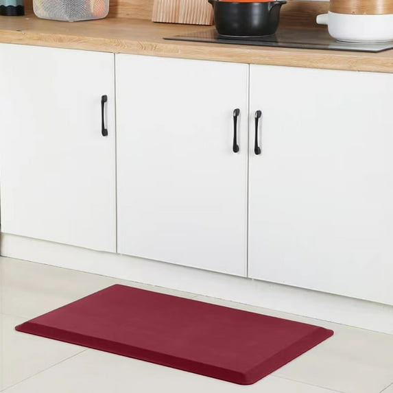 24x17 Inch Anti-Fatigue Kitchen Mat, Red Rounded Rectangle Non-Slip Waterproof Easy to Clean Cushioned Comfort Floor Mat for Kitchen Sink Laundry Room Office Standing Desk Decor