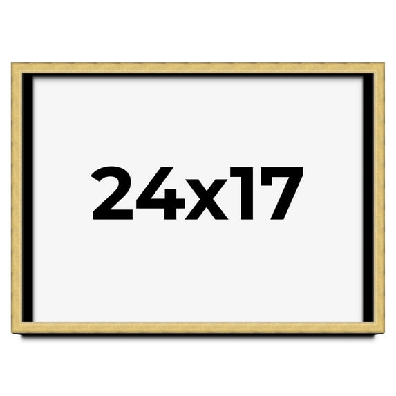 24x17 Shadow Box Frame Gold | 1.375 Inches Deep Real Wood Contemporary Shadowbox Display Frame | UV