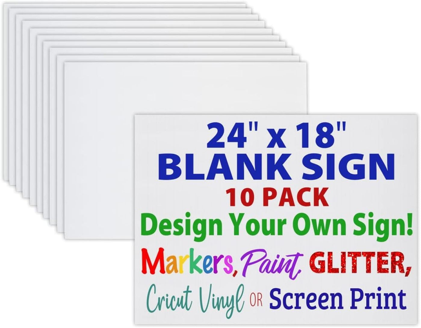 24x18 Blank Corrugated Plastic Yard Signs, Waterproof, Heavy Duty ...