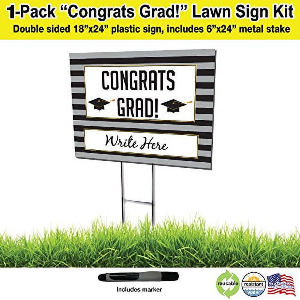24x18 Congrats Grad Lawn Sign with 6x24 Yard Stakes (1) - Walmart.com