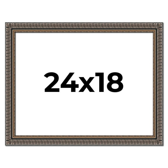 24x18 Frame Black Feather Payton Ornate Solid Wood Picture Frame Width 1.75 Inches | Interior Depth
