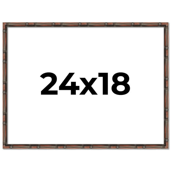 24x18 Frame Brown Bamboo with Dark Coffee/Walnut Finish | Solid Wood Picture Frame Width 0.75