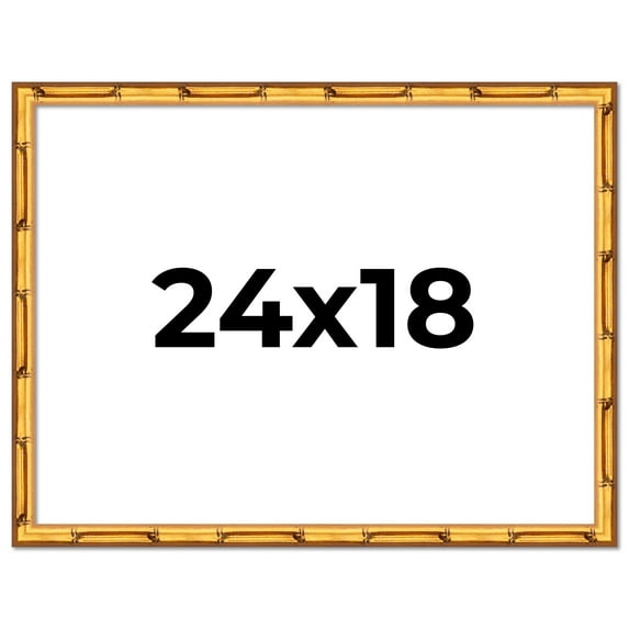 24x18 Frame Gold Bamboo Solid Wood Picture Frame | 1 Inch Moulding Width | Interior Frame Depth
