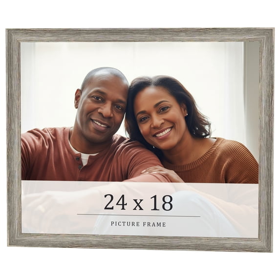 24x18 Frame Grey Solid Wood Picture Frame Width 1 Inches | Interior Frame Depth 0.5 Inches |