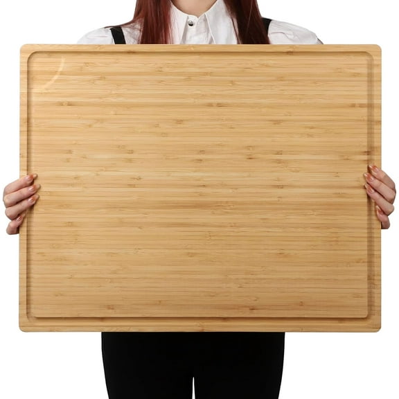 24x18 Inch Extra Large Bamboo Cutting Board with Detachable Front Lip & Backsplash - Reversible Over The Sink Board, Pasta Maker, Pastry & Carving Board for Home Kitchen