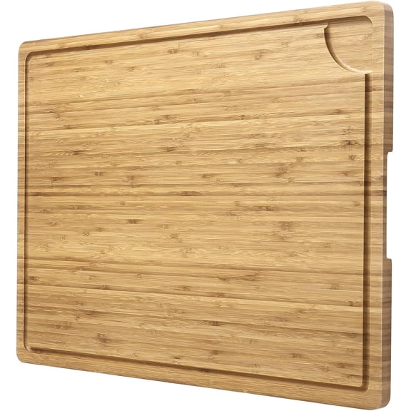 24x18 Inch Large Cutting Board for Kitchen, Wood Butcher Block Chopping Board with Handles and Juice Grooves, Reversible Cheese Board Charcuterie Serving Tray