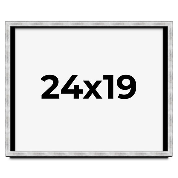 24x19 Frame Brushed Silver Solid Wood Picture Frame | 0.75 Inch Moulding Width | Rabbet Depth 0.75