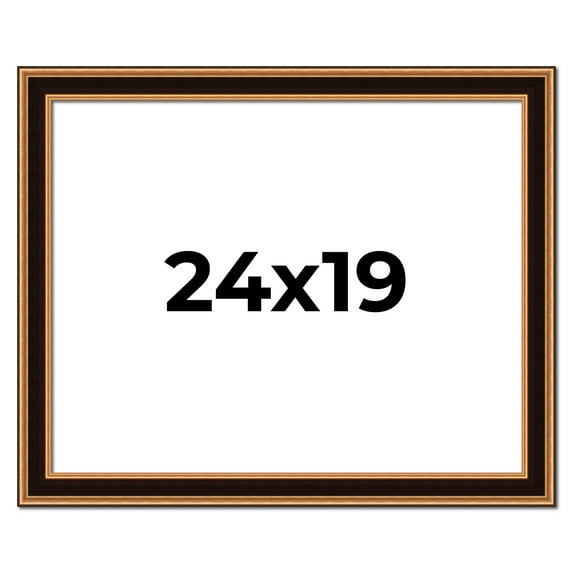 24x19 Frame Gold Brown Plein Air Vintage Solid Wood Picture Frame | 1.75 Inches Moulding Width |
