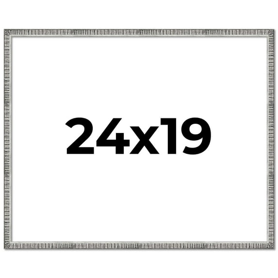 24x19 Frame Silver Grey Distressed Solid Wood Picture Frame | 0.75 Inch Moulding Width | Interior