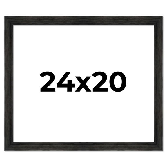 24x20 Black Rustic Wide Barnwood Picture Frame - UV Acrylic, Foam Board Backing, Hanging Hardware