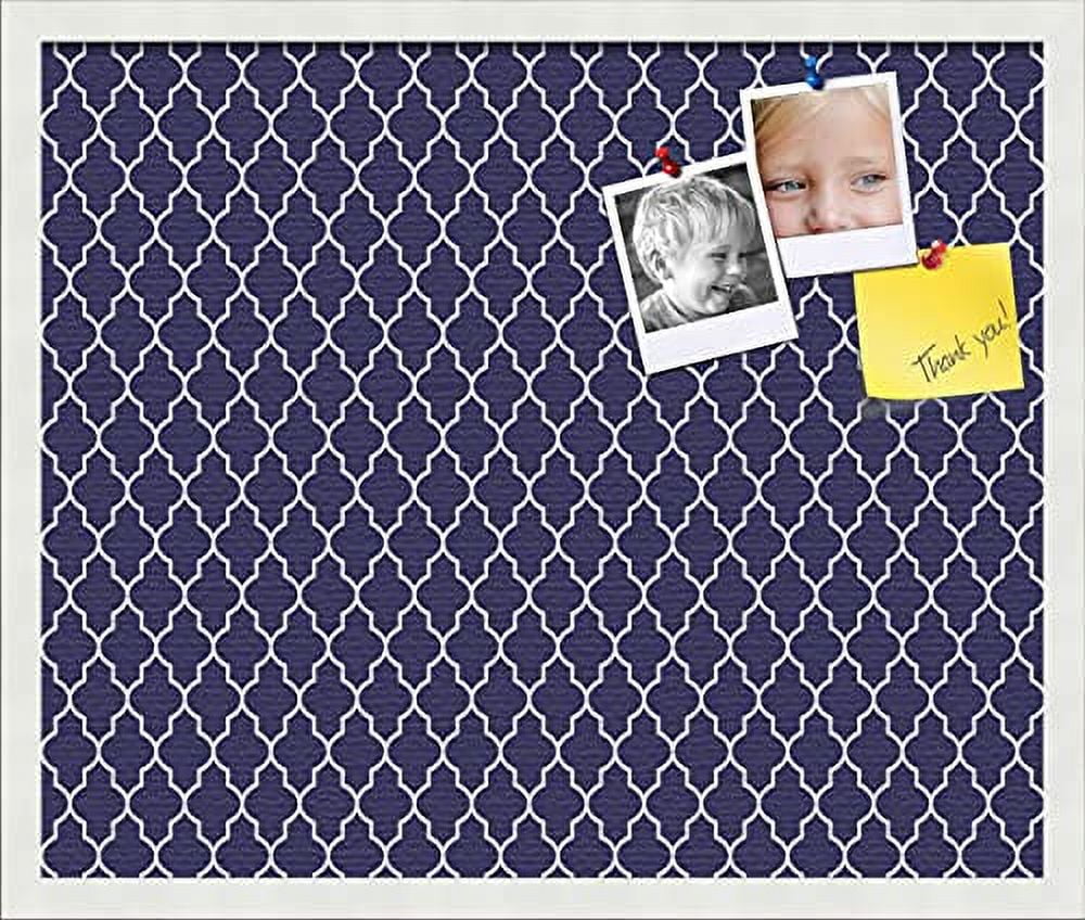 24x20 Cork Bulletin Board Quatrefoil Navy Board with a Canvas Style