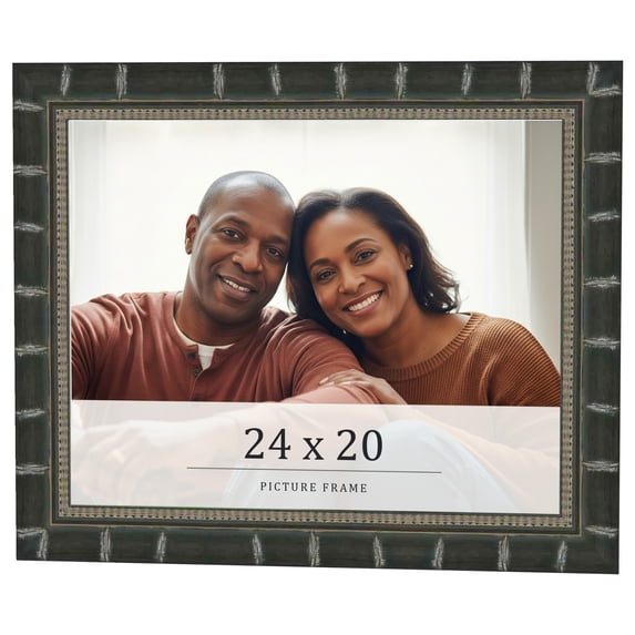 24x20 Frame Black Bamboo Solid Wood Picture Frame Width 1.5 Inches | Interior Frame Depth 0.5