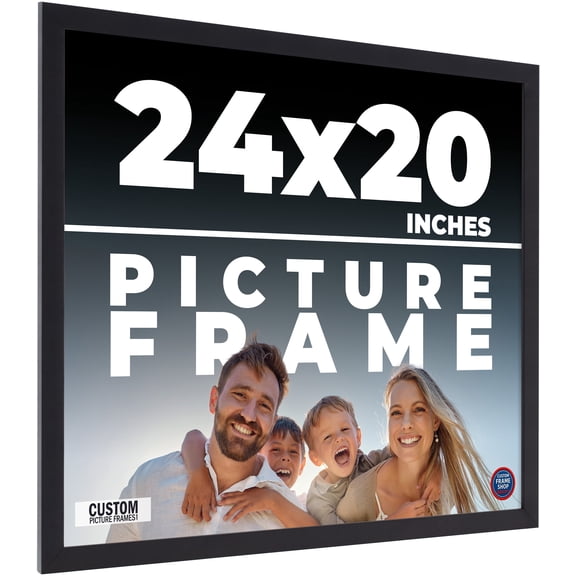 24x20 Frame Black Real Wood Picture Frame Width 0.75 inches | Interior Frame Depth 0.5 inches |