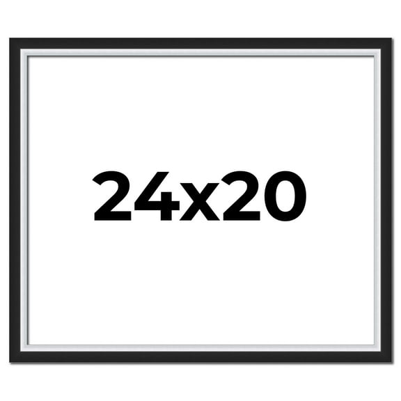 24x20 Frame Black & Silver Solid Wood Picture Frame Width 1.25 Inches | Interior Depth 0.75 Inches