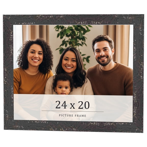 24x20 Frame Black Solid Wood Picture Frame Width 1.125 Inches | Interior Frame Depth 0.5 Inches |