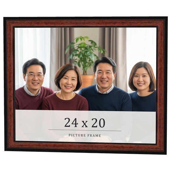 24x20 Frame Executive Brown Round Mahogany Finish Solid Wood Picture Frame | 1.25 Inch Moulding