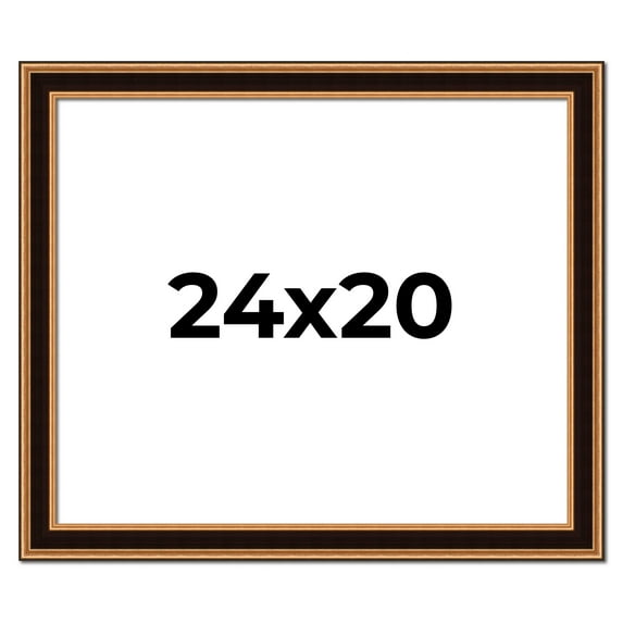 24x20 Frame Gold Brown Plein Air Vintage Solid Wood Picture Frame | 1.75 Inches Moulding Width |