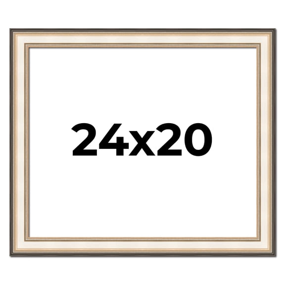 24x20 Frame Gold Silver Plein Aire 2" Inch Wide Moulding Solid Wood Picture Frame | Modena