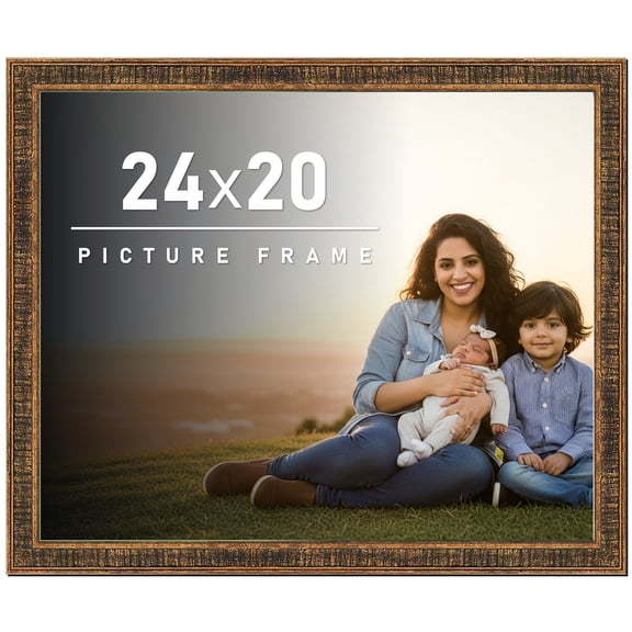 24x20 Frame Gold Solid Wood Picture Frame - Complete Modern Photo Frame Includes UV Acrylic
