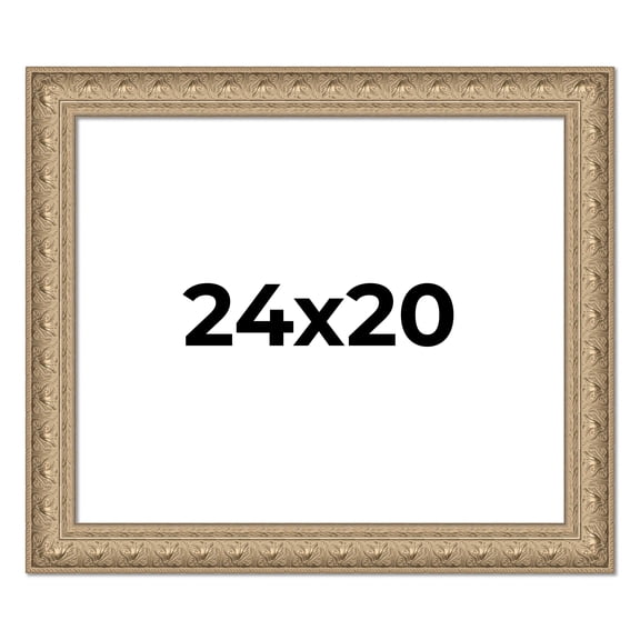 24x20 Frame Ornate Silver Beaded Solid Wood Picture Frame Width 2.5 Inches | Interior Depth 1