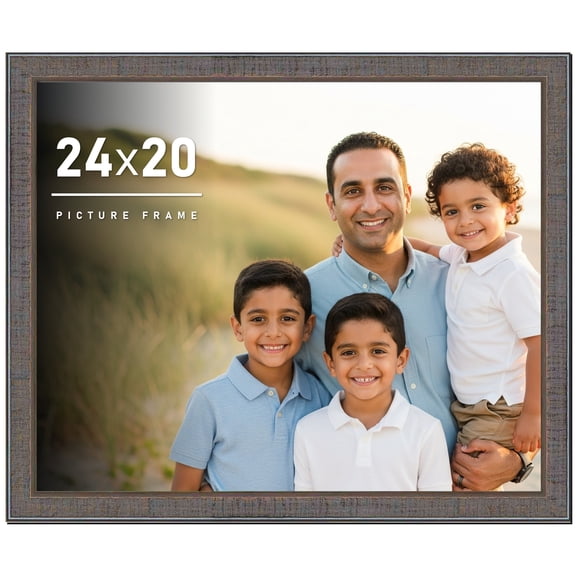 24x20 Frame Slate Blue Distressed Rustic Solid Wood Picture Frame | 0.75 Inch Moulding Width |
