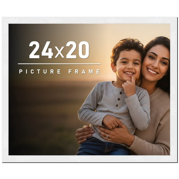 24x20 Frame White Solid Wood Picture Frame Includes UV Acrylic Shatter Guard Front, Acid Free Foam