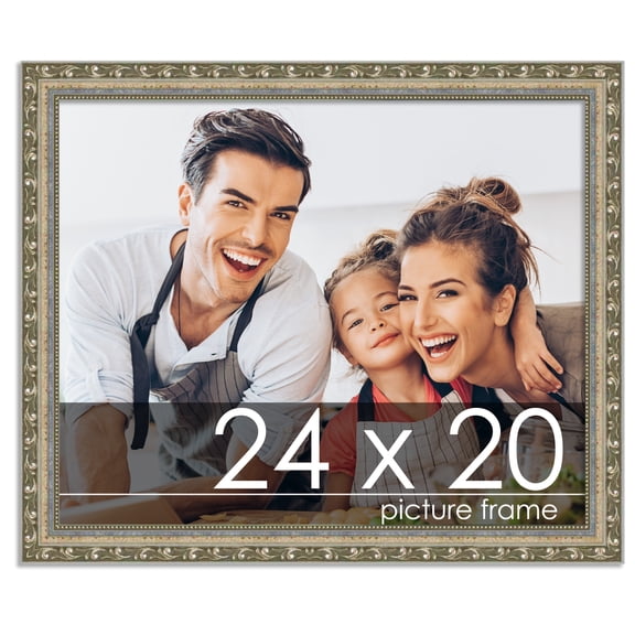 24x20 Silver Wood Picture Frame - UV Acrylic, Foam Board Backing, Hanging Hardware