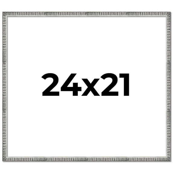 24x21 Frame Silver Grey Distressed Solid Wood Picture Frame | 0.75 Inch Moulding Width | Interior