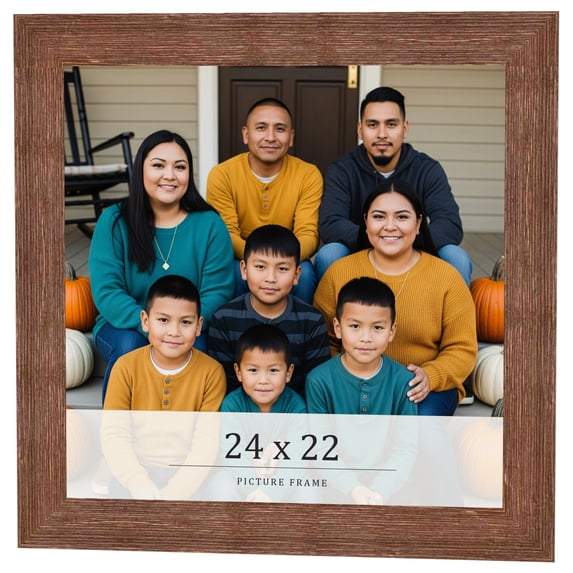 24x22 Frame Brown Farmhouse Solid Wood Picture Frame Width 1.5 Inches | Interior Frame Depth 0.5